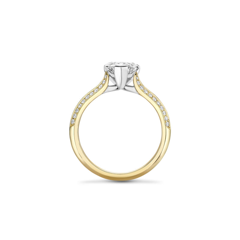 Petal Heart Yellow Gold Diamond Engagement Ring