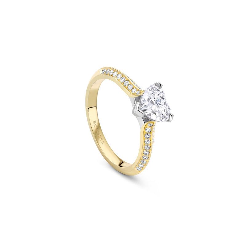 Petal Heart Yellow Gold Diamond Engagement Ring