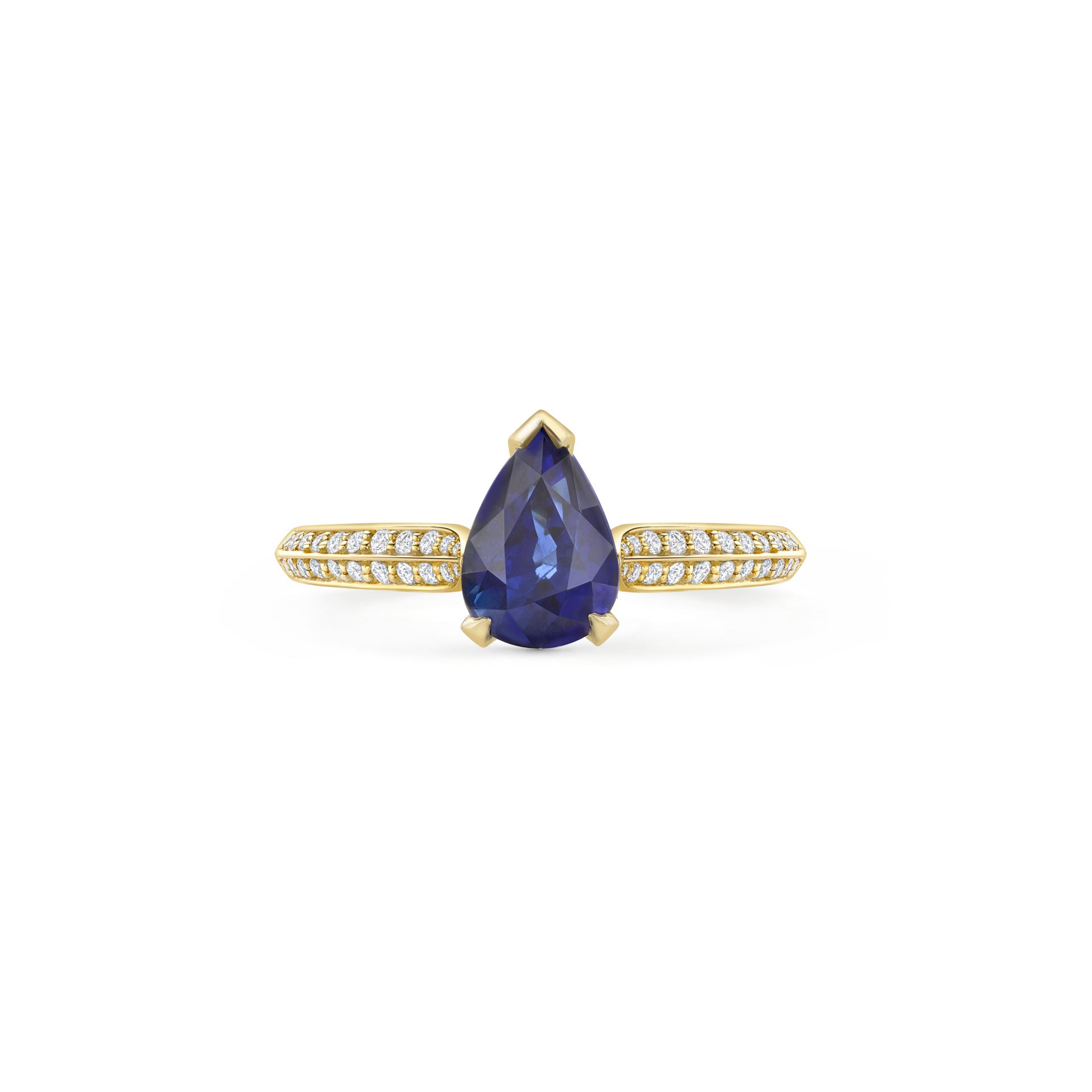Petal Pear Cut Sapphire Yellow Gold Engagement Ring