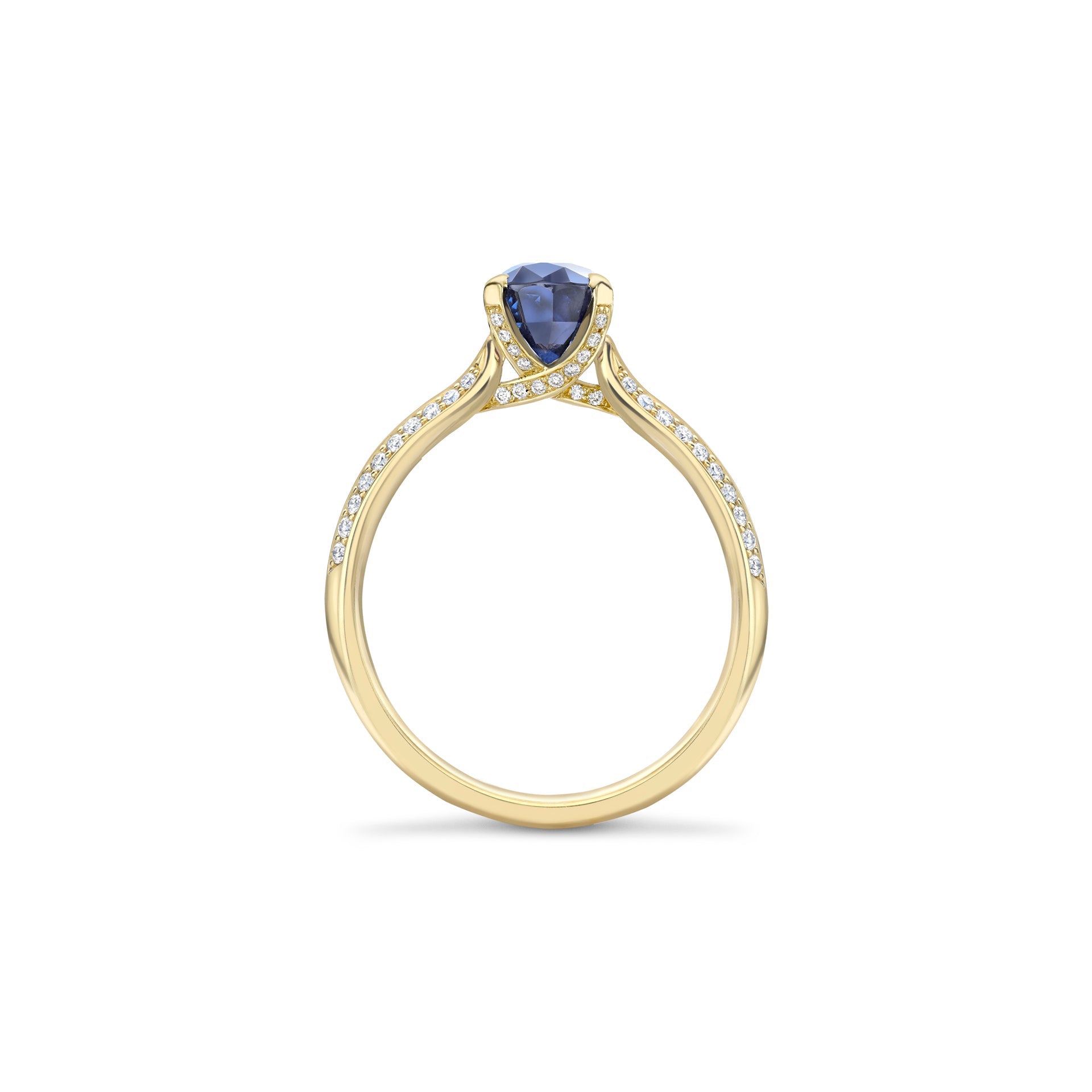 Petal Pear Cut Sapphire Yellow Gold Engagement Ring
