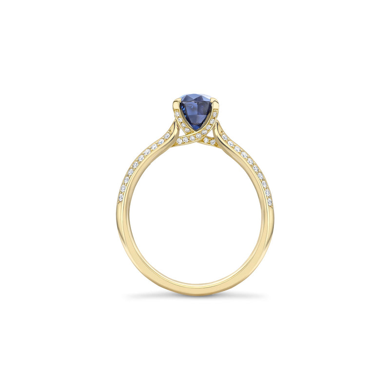 Petal Pear Cut Sapphire Yellow Gold Engagement Ring