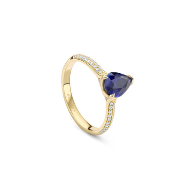 Petal Pear Cut Sapphire Yellow Gold Engagement Ring