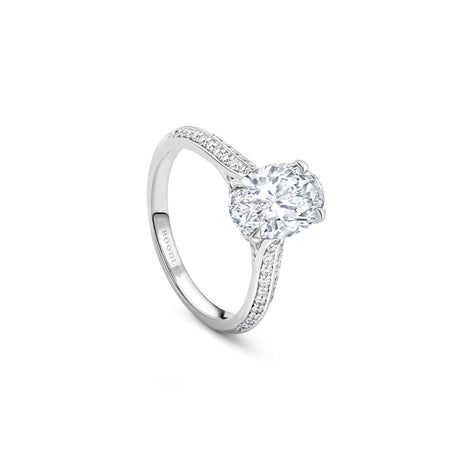 Petal Oval Cut Platinum Diamond Engagement Ring