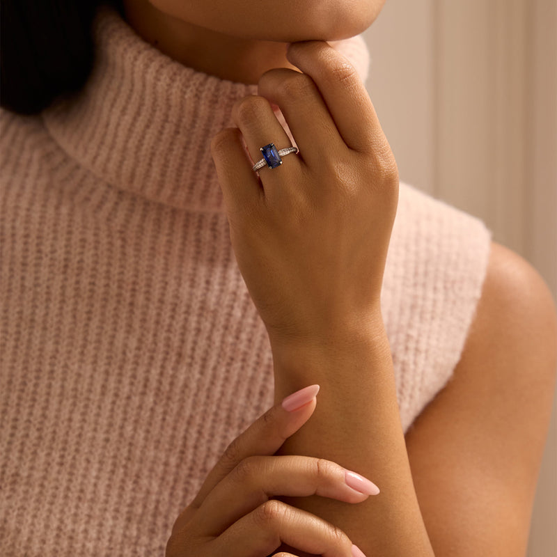 Petal Octagonal Sapphire Platinum Ring | Boodles