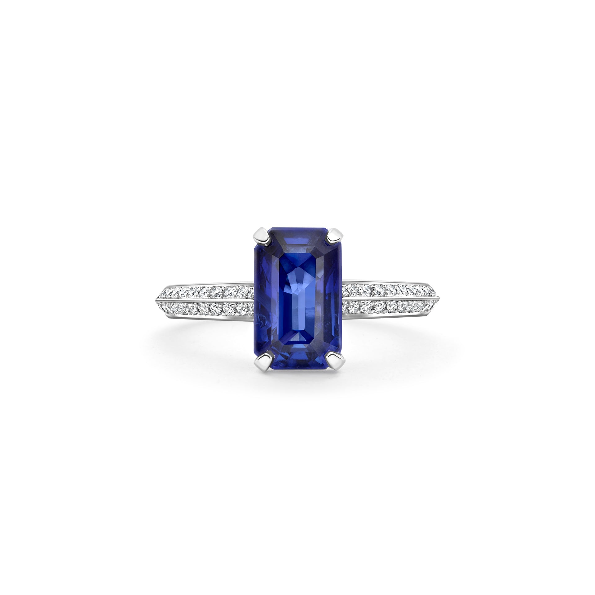 Petal Octagonal Sapphire Platinum Ring