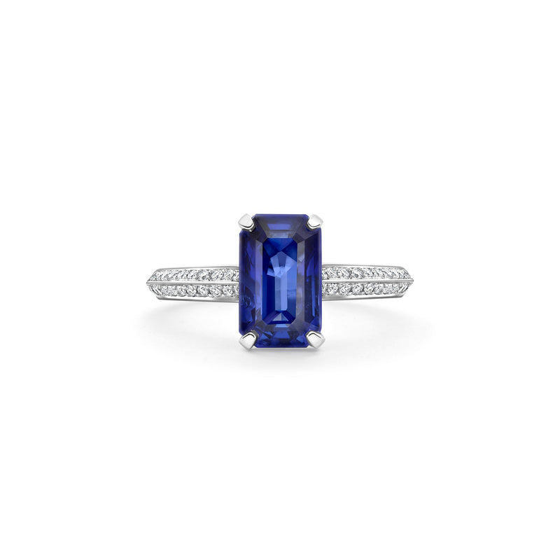 Petal Octagonal Sapphire Platinum Ring