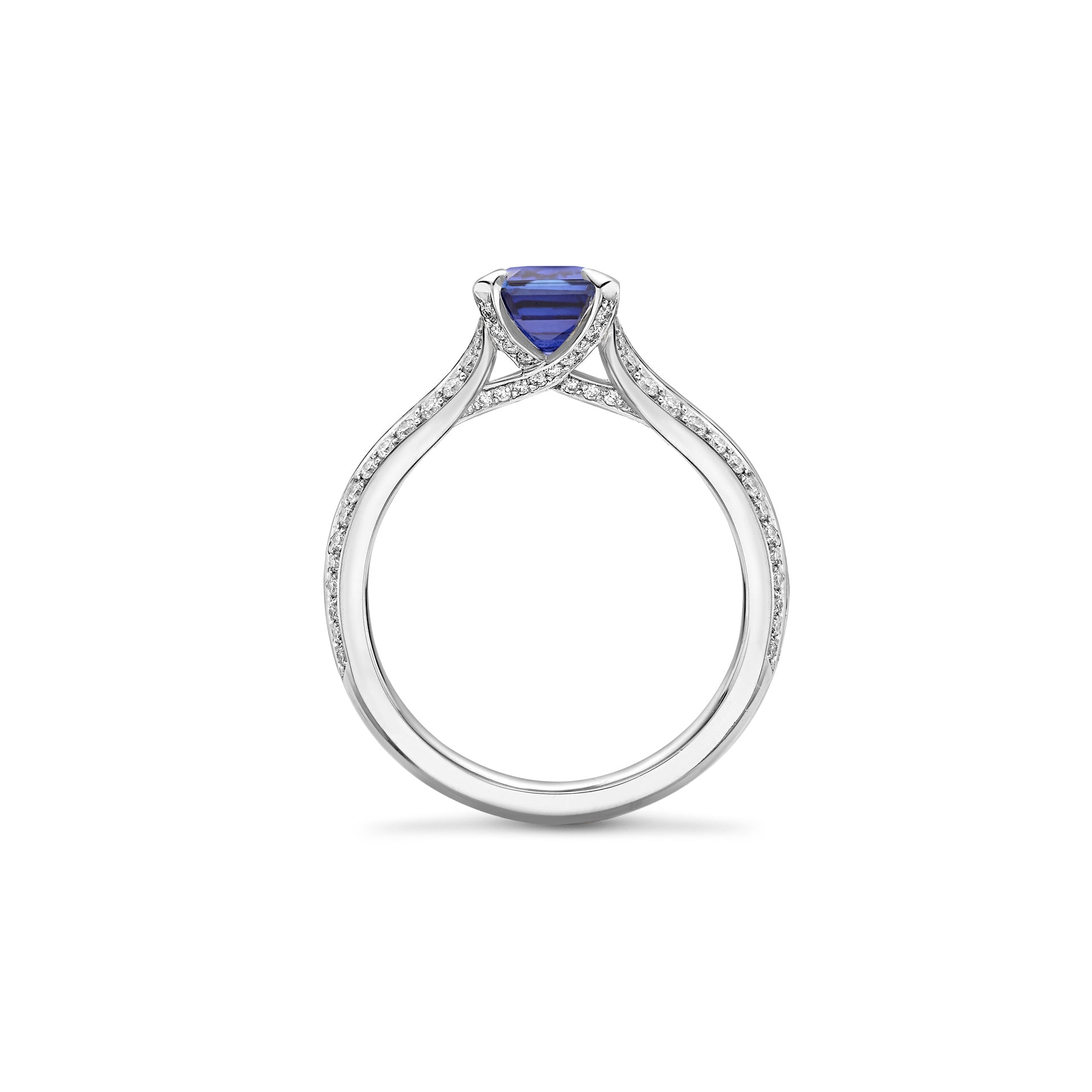 Petal Octagonal Sapphire Platinum Ring
