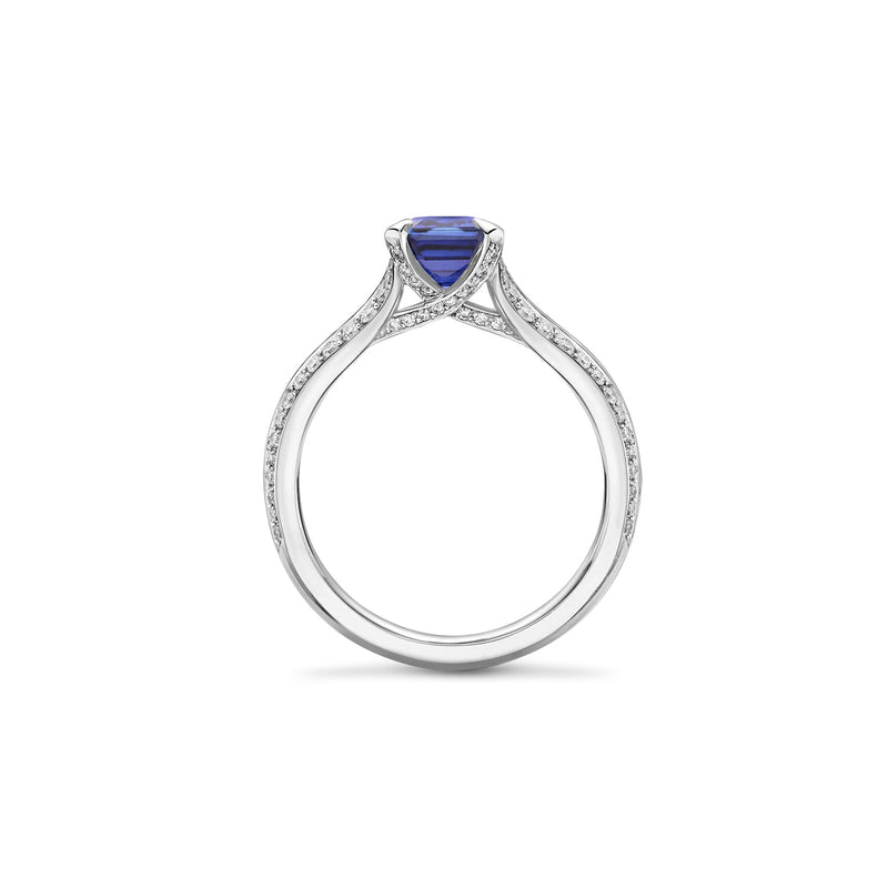 Petal Octagonal Sapphire Platinum Ring
