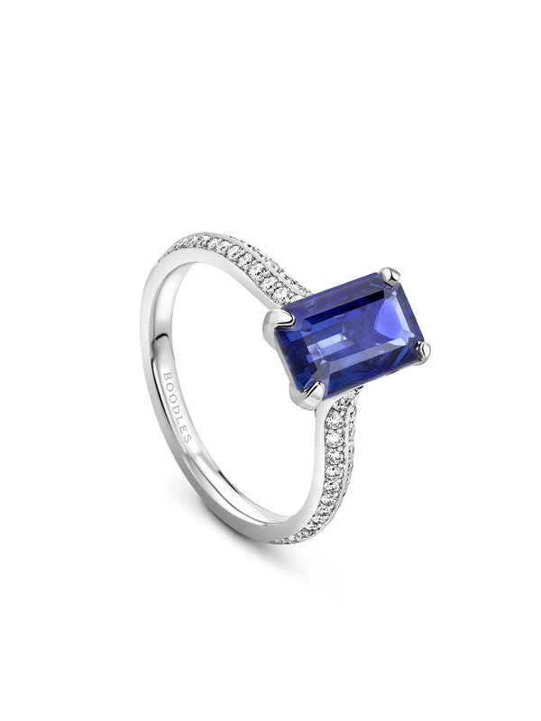 Petal Octagonal Sapphire Platinum Ring