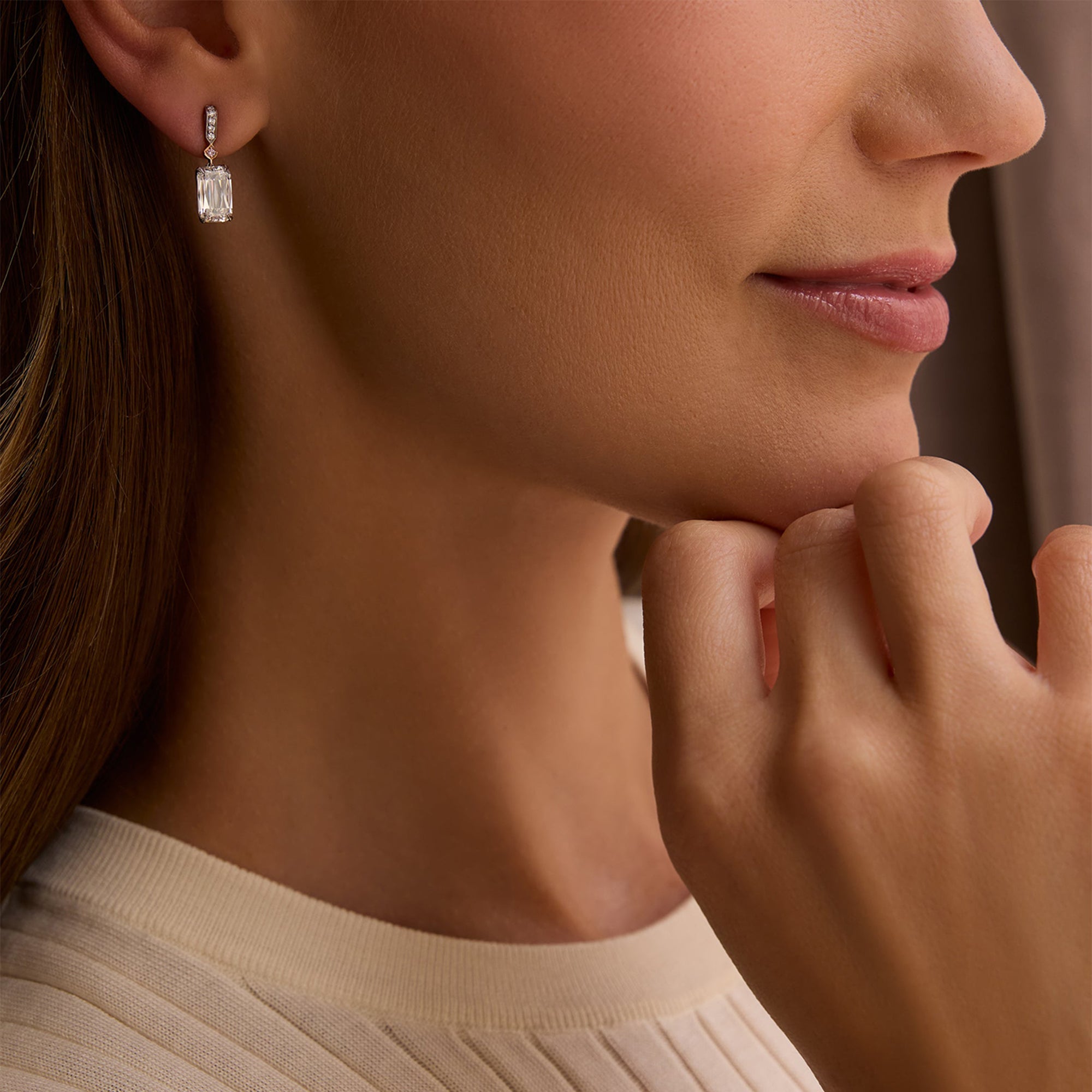 Ashoka White and Pink Diamond Drop Earrings | Boodles