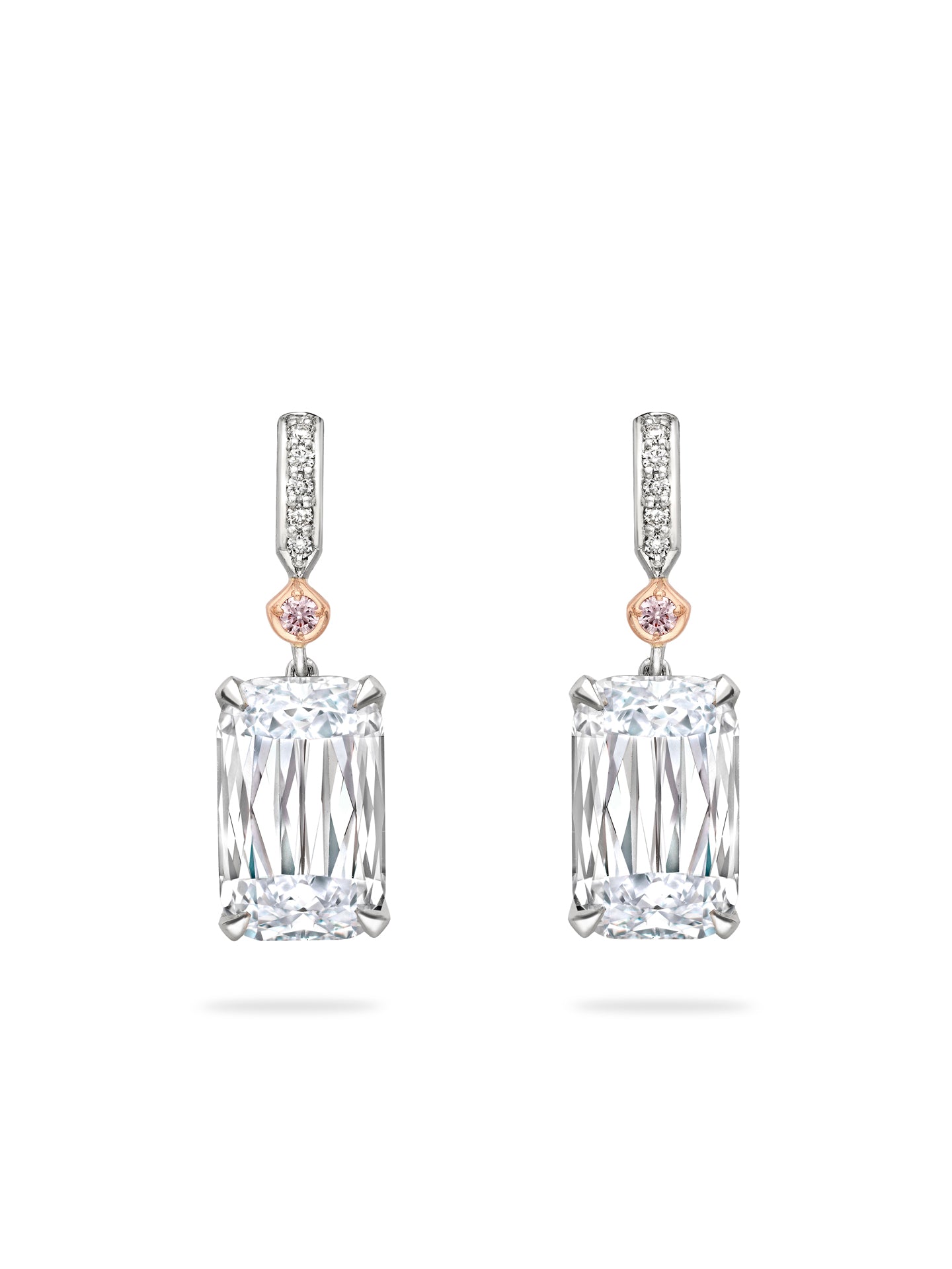 Ashoka White and Pink Diamond Drop Earrings | Boodles