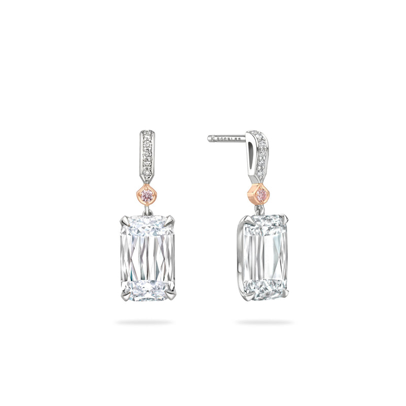 Ashoka White and Pink Diamond Drop Earrings | Boodles