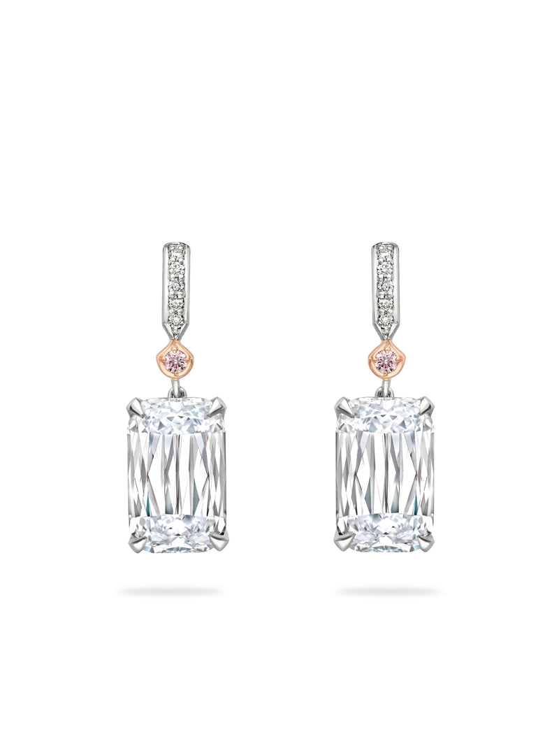Ashoka White and Pink Diamond Drop Earrings