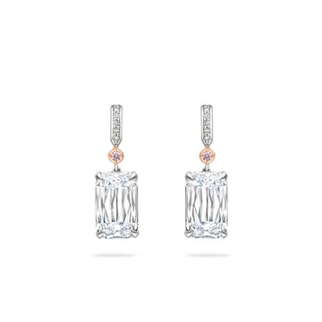 Ashoka White and Pink Diamond Drop Earrings