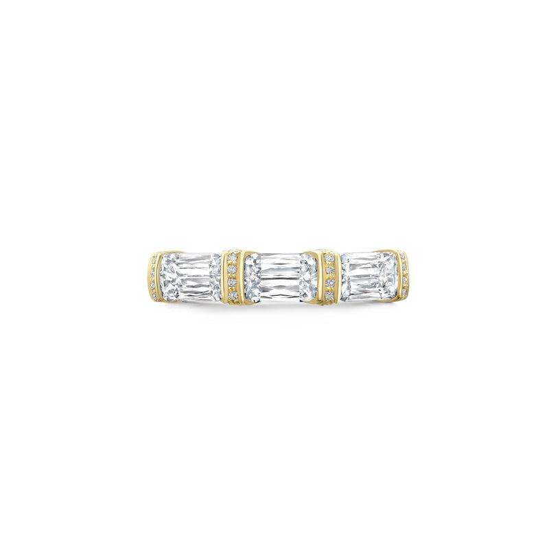 Ashoka Three Stone Diamond Yellow Gold Eternity Ring