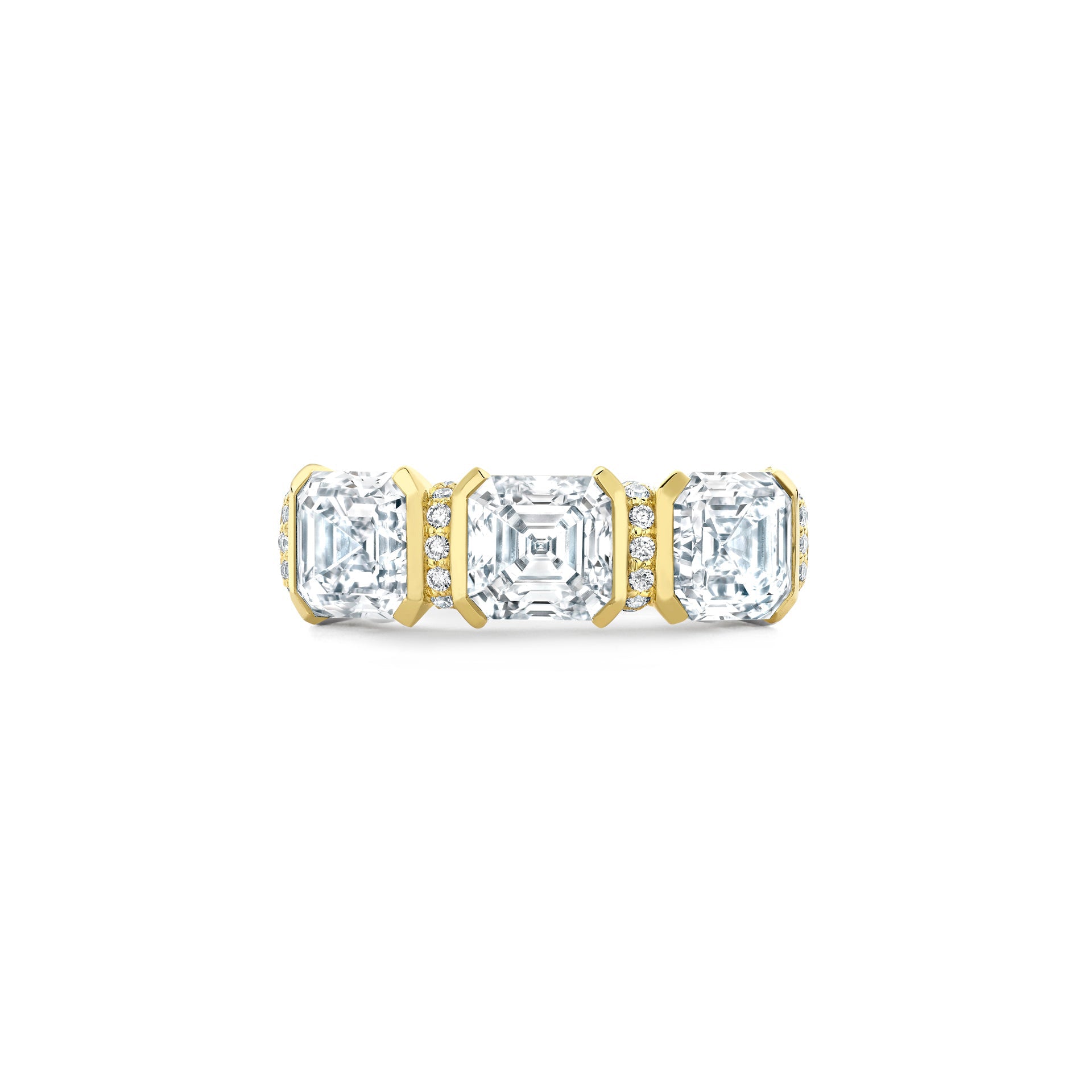 Trilogy Asscher Cut Diamond Yellow Gold Ring