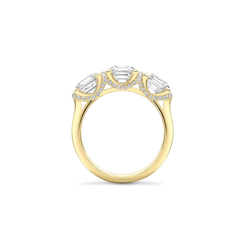 Trilogy Asscher Cut Diamond Yellow Gold Ring