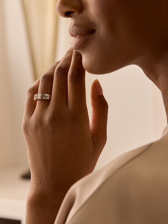 Trilogy Asscher Diamond Rose Gold Ring