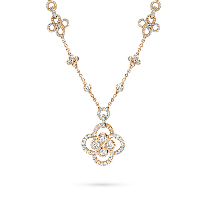 Be Boodles Long Large Motif Rose Gold Diamond Necklace