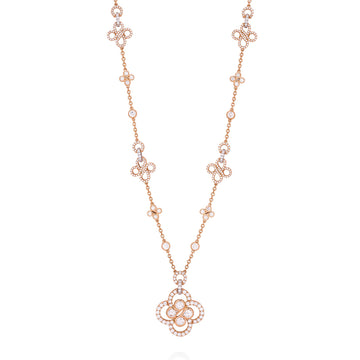 Be Boodles Long Large Motif Rose Gold Diamond Necklace