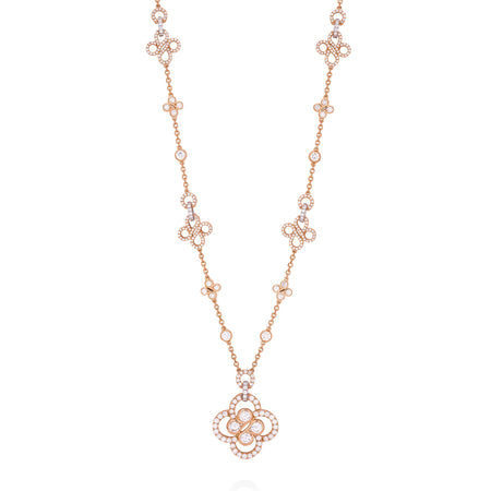 Be Boodles Long Large Motif Rose Gold Diamond Necklace