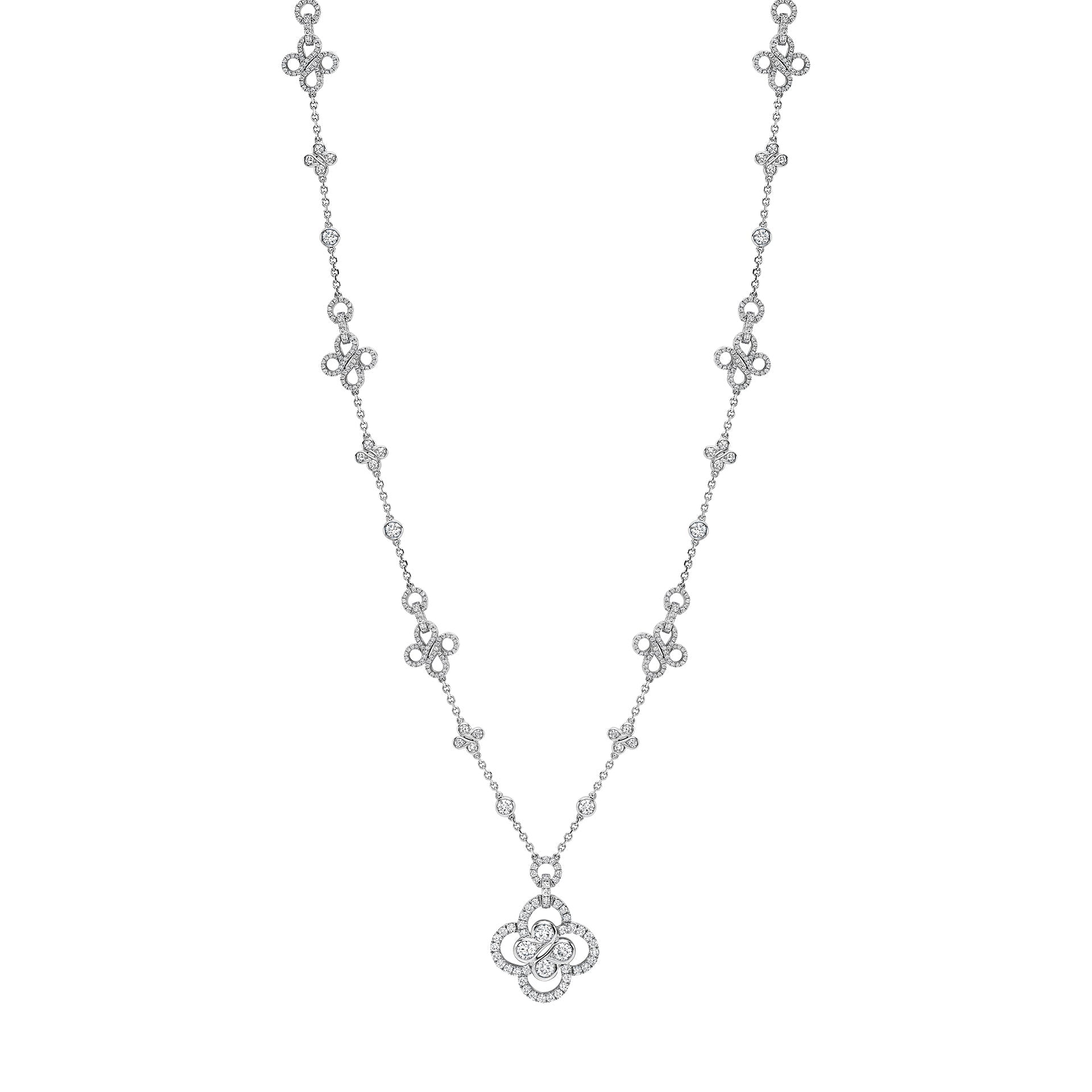 Be Boodles Long Large Motif White Gold Diamond Necklace