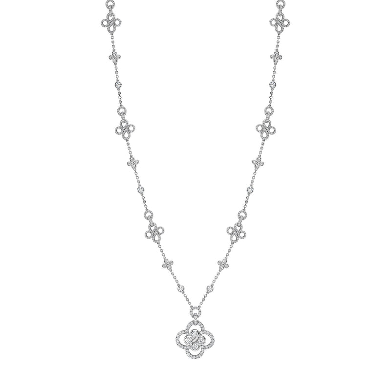 Be Boodles Long Large Motif White Gold Diamond Necklace