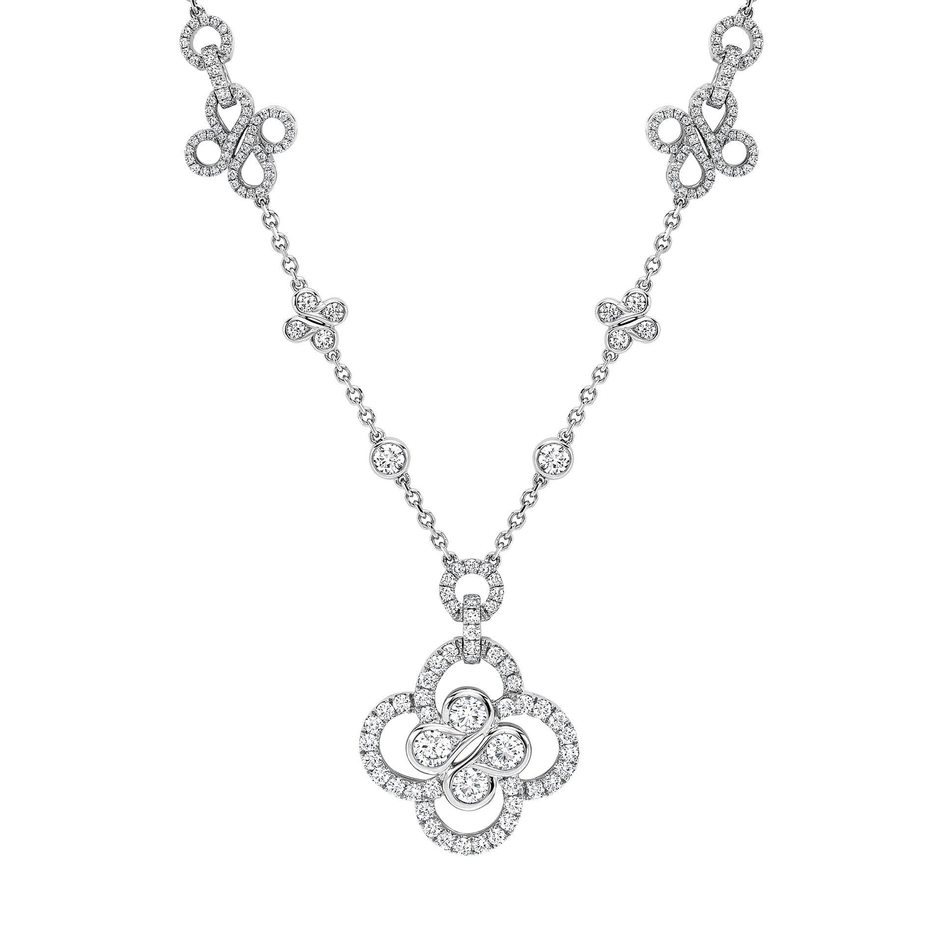Be Boodles Long Large Motif White Gold Diamond Necklace