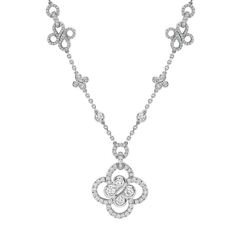 Be Boodles Long Large Motif White Gold Diamond Necklace