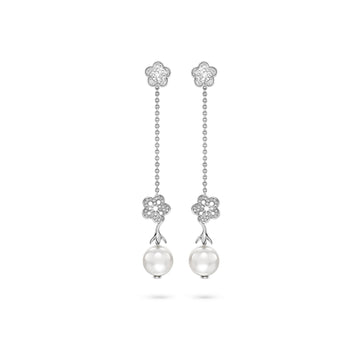 Blossom White Gold Detachable Pearl Drop Earrings