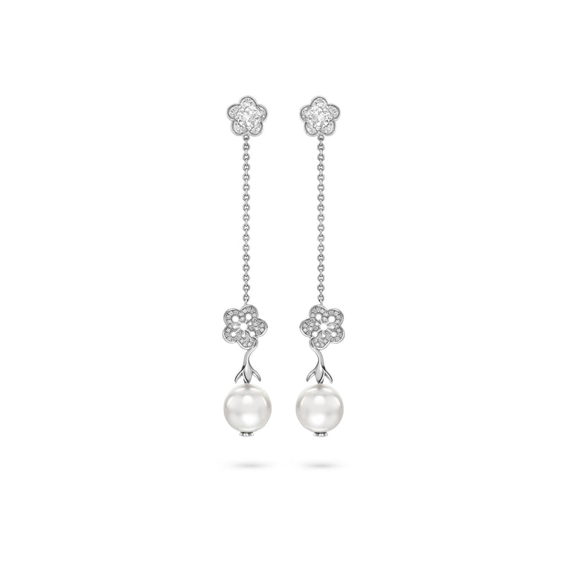 Blossom White Gold Detachable Pearl Drop Earrings