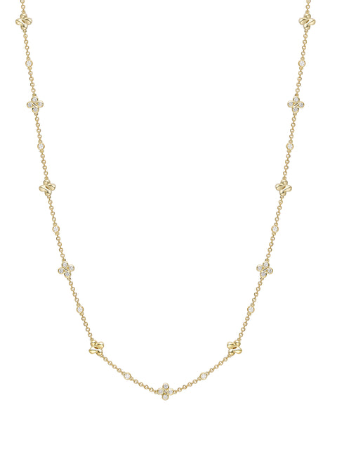 Be Boodles Medium Long Yellow Gold Diamond Necklace
