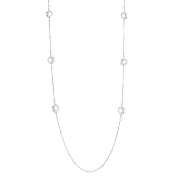 Knot Long White Gold Diamond Necklace