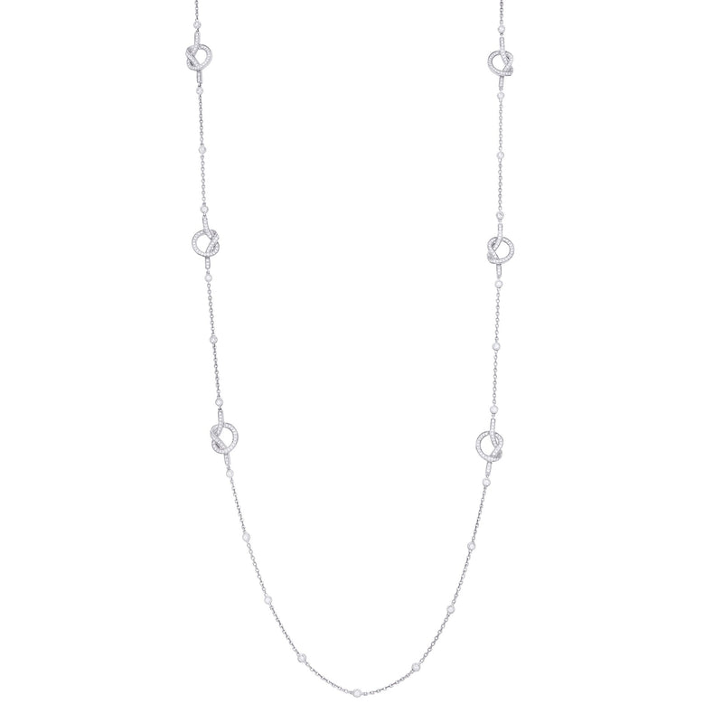 Knot Long White Gold Diamond Necklace