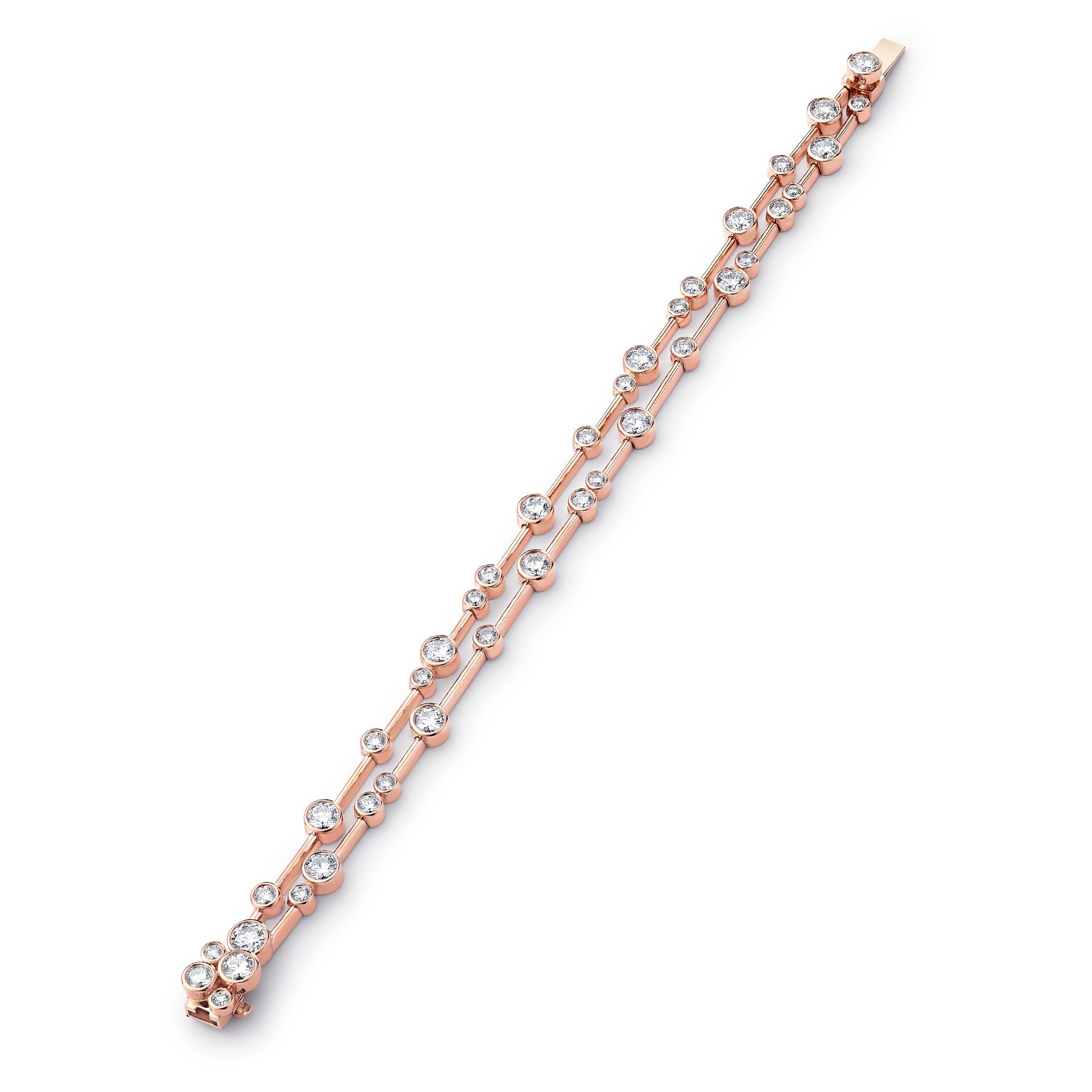 Raindance Two-Row Rose Gold Diamond Bracelet