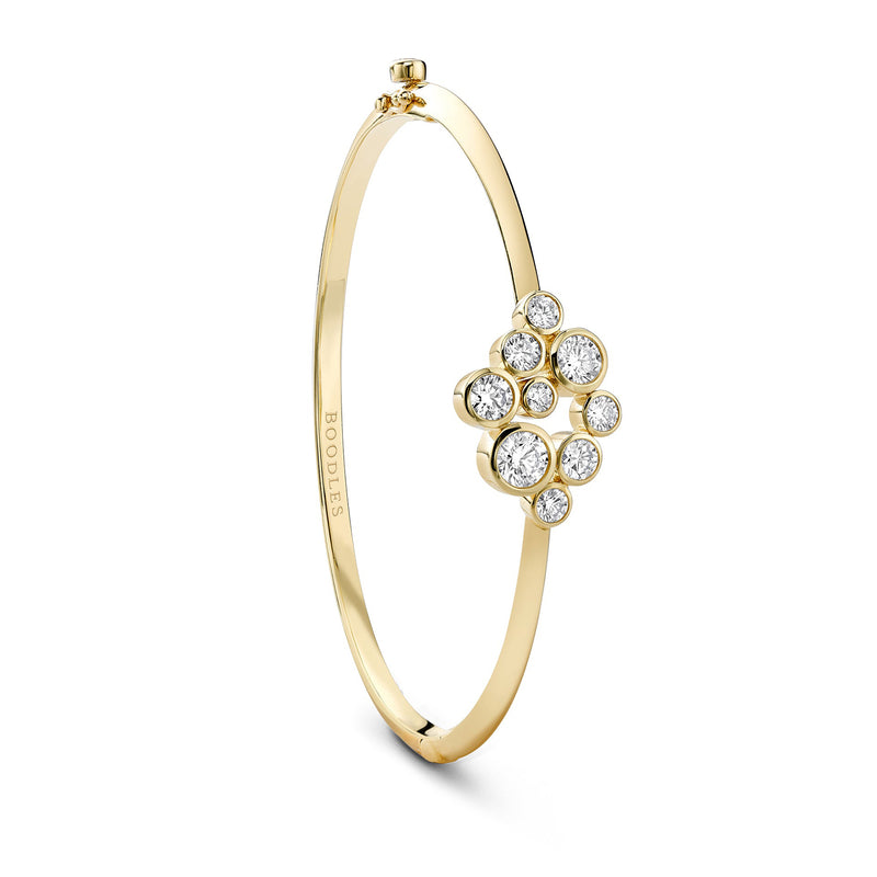 Raindance Yellow Gold Diamond Cluster Bangle