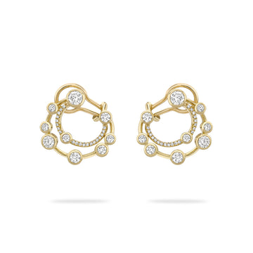 Waterfall Double Hoop Yellow Gold Earrings
