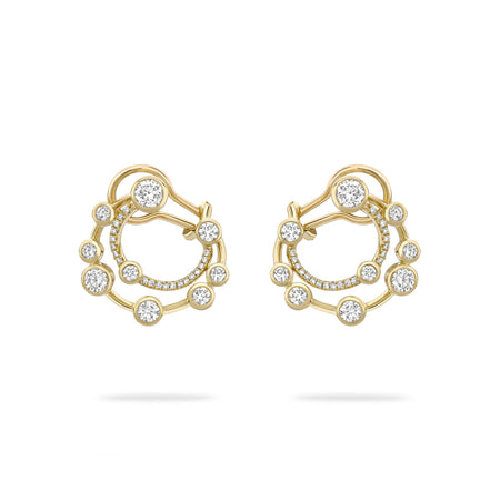 Waterfall Double Hoop Yellow Gold Earrings