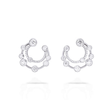 Waterfall Double Hoop Platinum Earrings