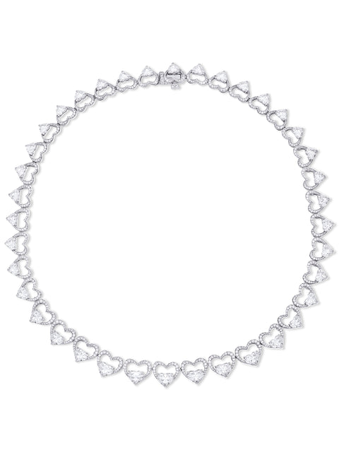 Classic Heart Diamond Platinum Necklace