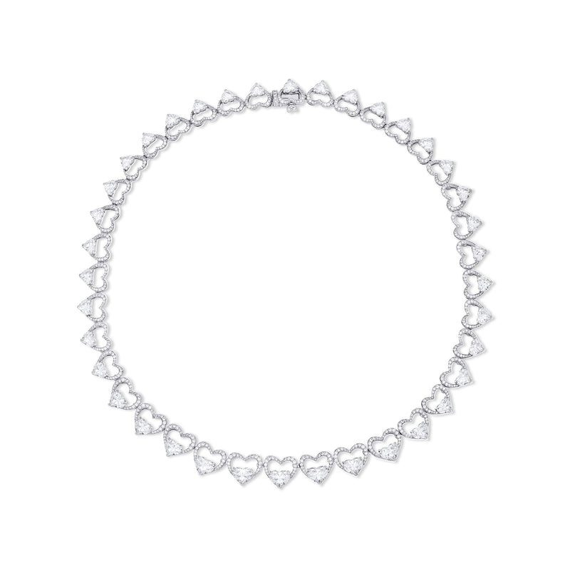 Classic Heart Diamond Platinum Necklace