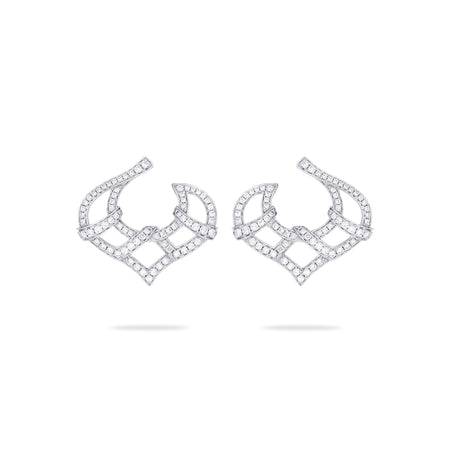Woodland Pavé Diamond Platinum Earrings