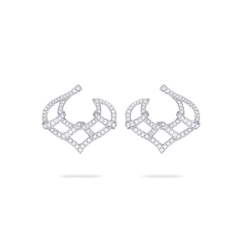 Woodland Pavé Diamond Platinum Earrings