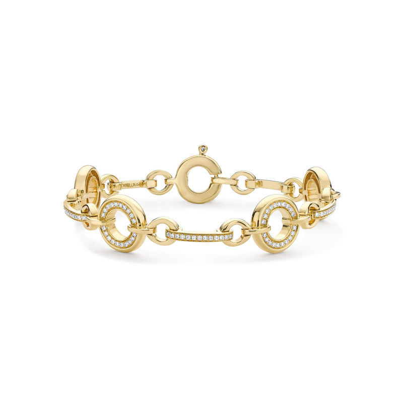 Roulette Medium Classic Yellow Gold Diamond Bracelet