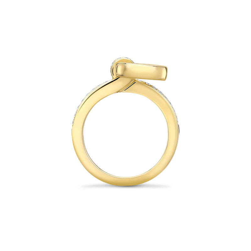 Roulette Yellow Gold Flip Ring with Pavé Diamond Band
