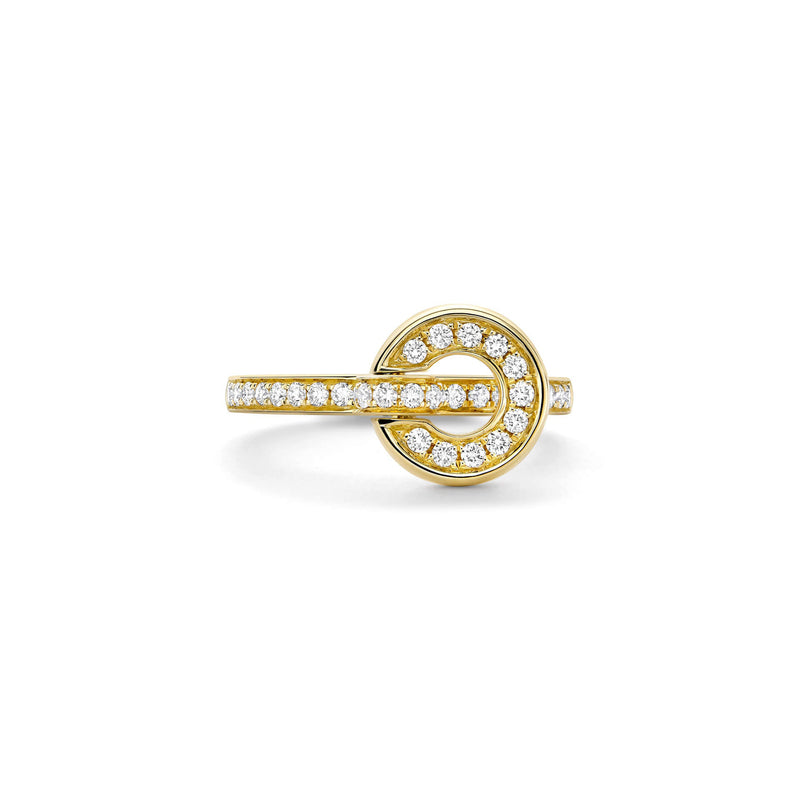 Roulette Yellow Gold Flip Ring with Pavé Diamond Band