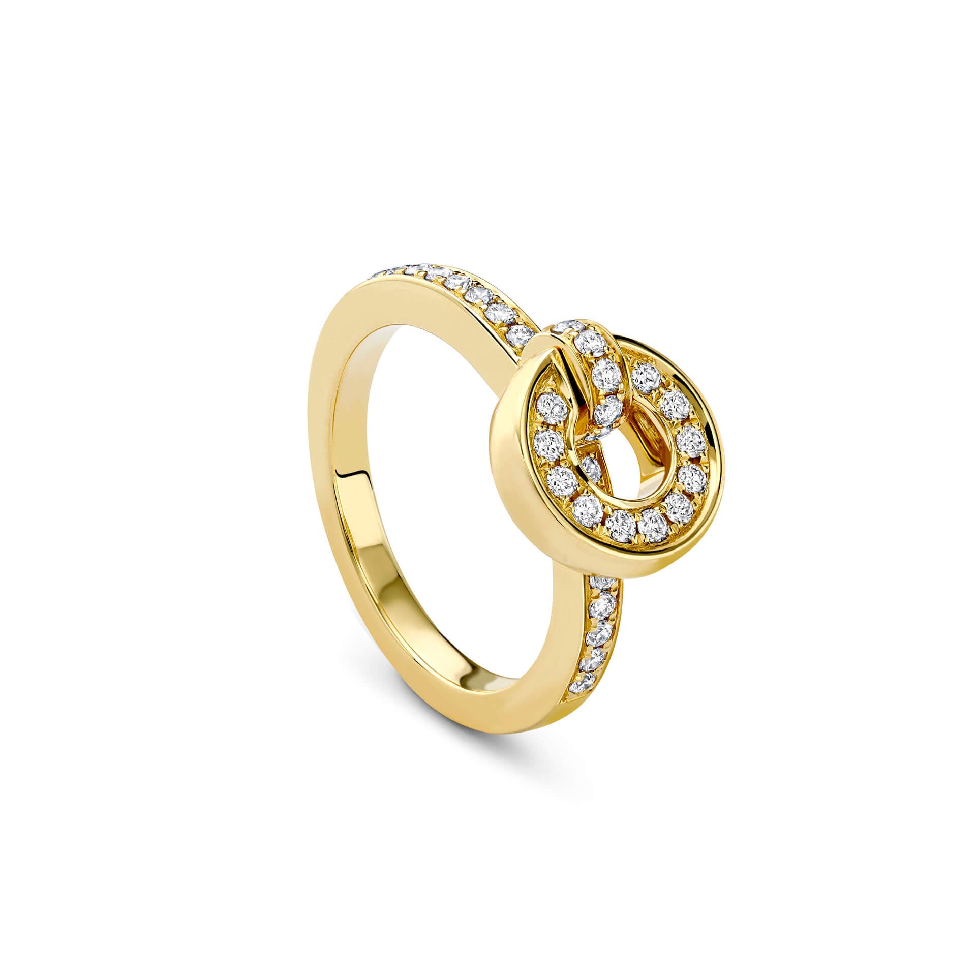 Roulette Yellow Gold Flip Ring with Pavé Diamond Band