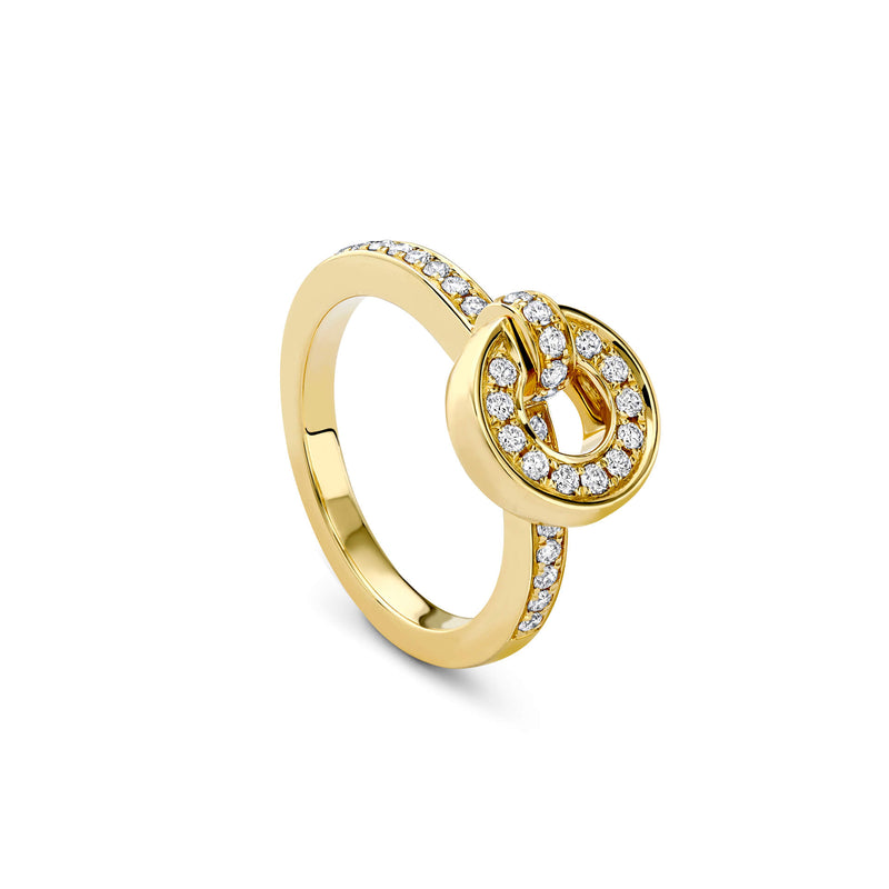 Roulette Yellow Gold Flip Ring with Pavé Diamond Band