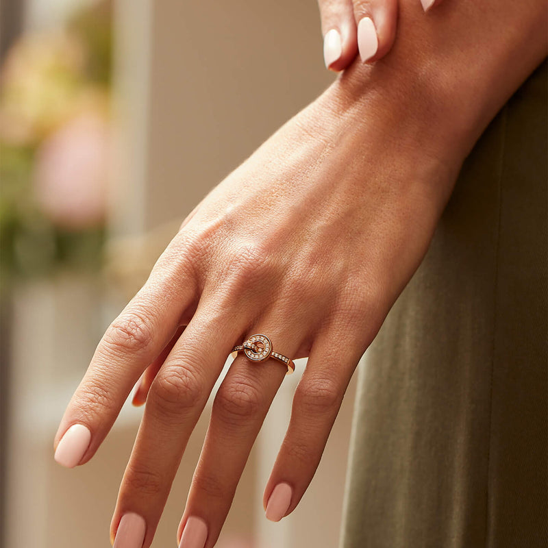 Roulette Pavé Diamond Band Rose Gold Flip Ring