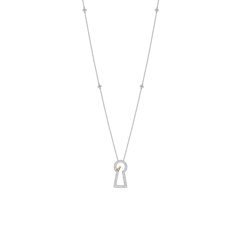 Secret Garden Large Platinum Keyway Pendant